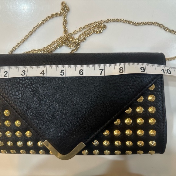ENVELOPE Purse - Black Bag with Gold Tone Studs. Also use as Crossbody/Shoulder - Picture 10 of 10